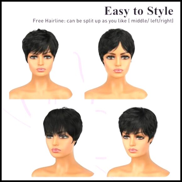 Short Pixie Cut Wig Human Hair Glueless Wear and Go Layered  display picture 2